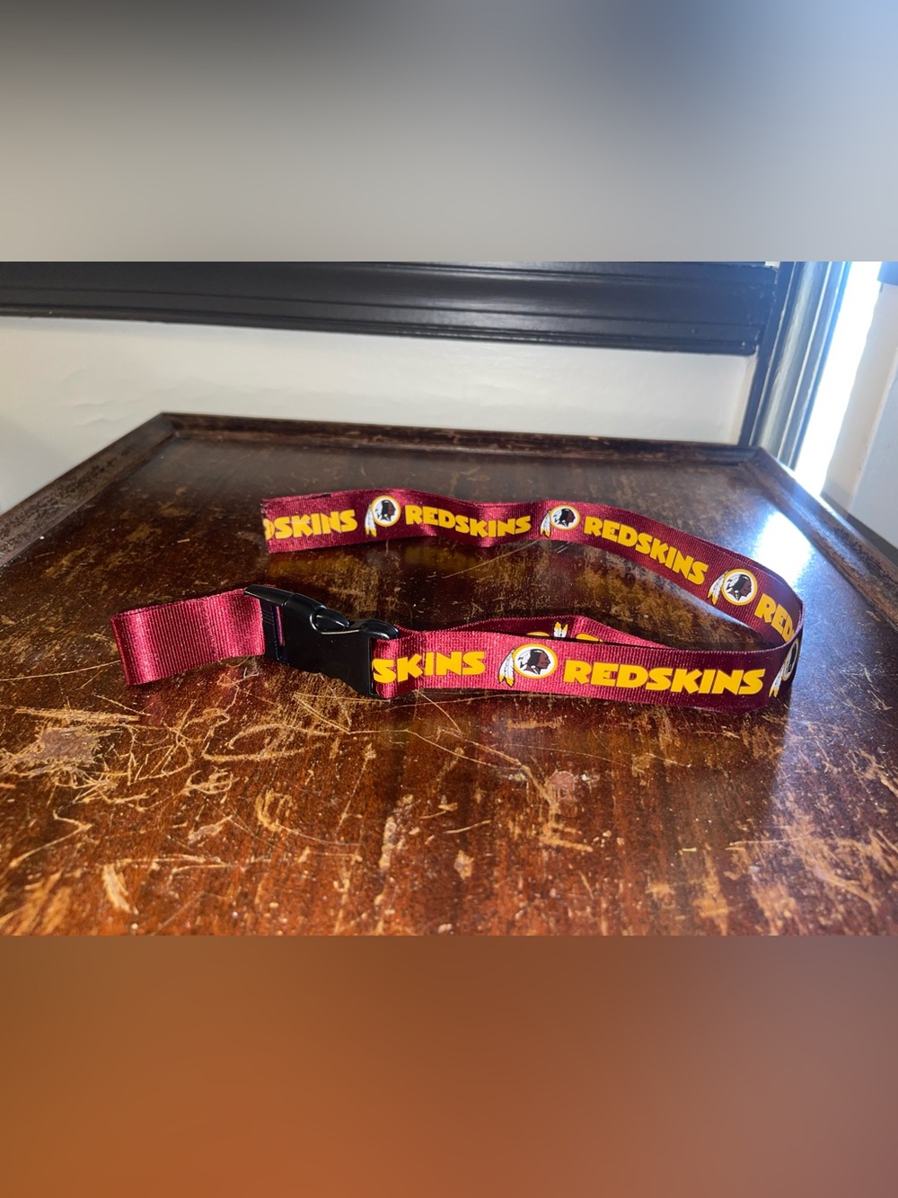 Maroon 'Redskins' Lanyard with Black Buckle